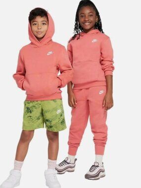 Nike Big Kids' Sportswear Club Fleece Hoodie (Adobe/White) Size Small